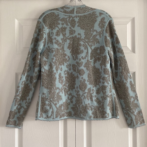 Sigrid Olsen Collection Aqua and Taupe Silk Blend Sweater Set - Size Medium - Picture 11 of 16